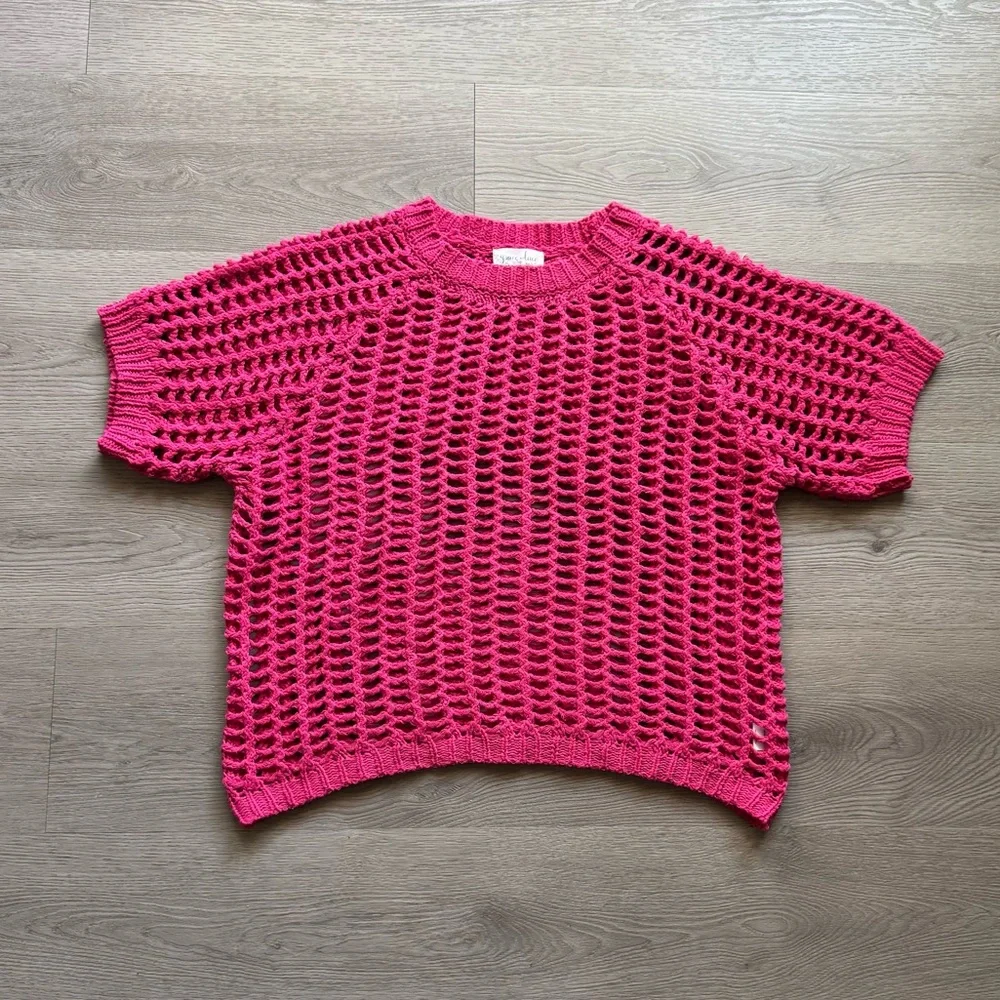 Grace & Lace Open Knit Short Sleeve Pullover - Picture 6 of 6